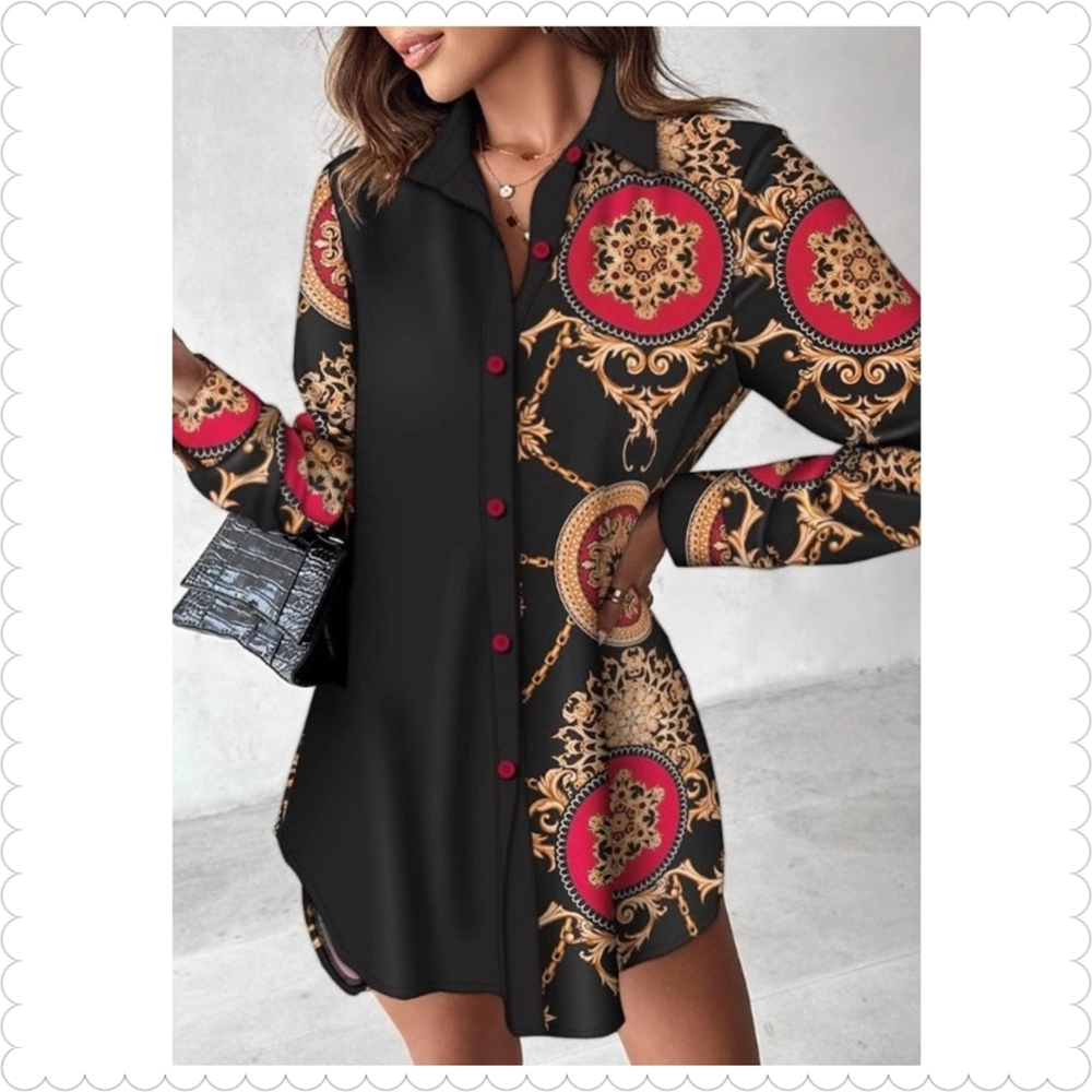 Black and Red Patterned Dress